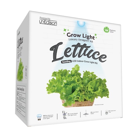 Miracle Led 2-Socket DIY Lettuce Grow Light Kit- Blue Spec. 9W Replace 100W Grow Bulbs, Silver Shades, Timer 802179